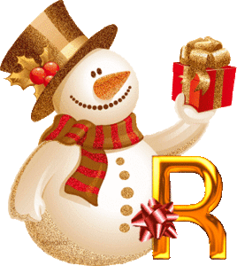 Alfabetten Kerst sneeuwpop 2 Letter R