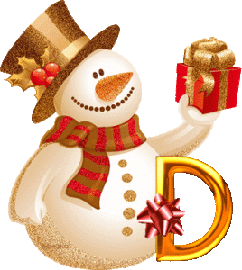 Alfabetten Kerst sneeuwpop 2 Letter D