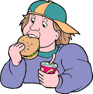 Cliparts Activiteiten Eten Dikke Jongen Met Hamburger Fastfood