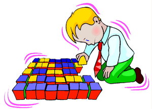 Cliparts Activiteiten Puzzelen Jongen Puzzelen Blokken