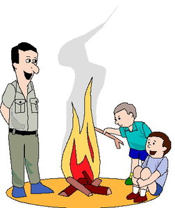 Cliparts Activiteiten Scouting Vader En Kinderen Bij Kampvuur
