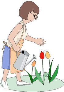 Cliparts Activiteiten Tuinieren Beregenen Sproeien Tulpen Planten Water Geven Tuinieren
