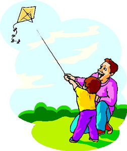 Cliparts Activiteiten Vliegeren Man Met Kind Vliegeren