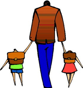 Cliparts Activiteiten Wandelen Vader Met Kinderen