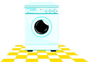 Cliparts Activiteiten Wassen Wasmachine Op Een Tegelvloer
