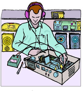 Cliparts Beroepen Elektriciens Monteur Die Een Tuner Door Meet