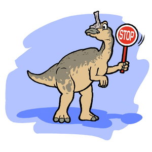 Dieren Cliparts Dinosaurussen Dinosaurus Met Een Stop Bord