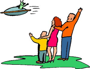 Cliparts Emoties Afscheid Een Familie Die Zwaait Naar Een Ufo