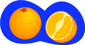 Cliparts Eten en drinken Sinaasappels Hele En Halve Sinaasappel