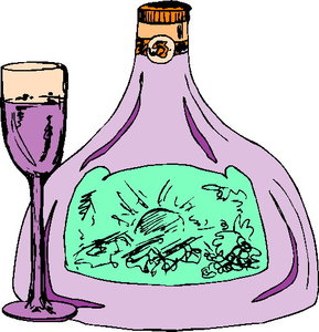 Cliparts Eten en drinken Wijn Karaf Met Wijn Met Een Vol Glas Wijn Ernaast