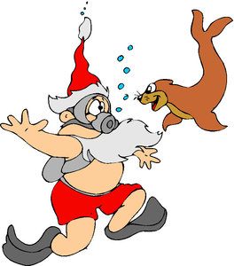 Cliparts Kerstmis Kerst sport Kerstman Onder Water