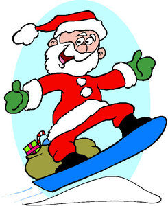 Cliparts Kerstmis Kerst sport Kerstman Op Snowboard