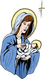 Cliparts Kerstmis Kerst stallen Maria