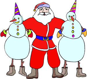 Cliparts Kerstmis Kerstmannen Kerstman Met 2 Sneeuwpoppen