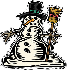Cliparts Kerstmis Strepen Sneeuwpop Met Een Bezem