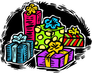Cliparts Kerstmis Strepen 5 Cadeautjes
