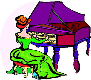 Muziek Cliparts Vleugels en piano Vrouw Speelt Piano Vleugel