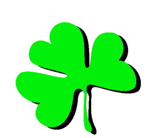 Cliparts Speciale dagen St patricks day Groot Klavertje Drie In De Vorm Van Een Groene Hartjes Met Een Groen Steeltje Eraan 