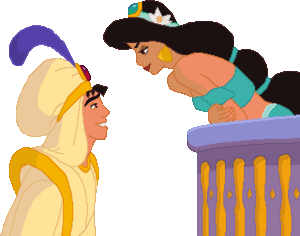 Disney plaatjes Aladin Prins Ali Aan Balkon Bij Jasmine