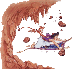 Disney plaatjes Aladin Aladdin En Abu Op Vliegend Tapijt In Grot