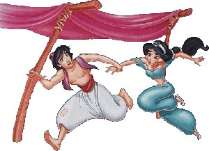 Disney plaatjes Aladin Aladdin En Jasmine Op De Vlucht