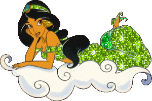 Disney plaatjes Aladin Prinses Jasmine Op Wolk Glitter