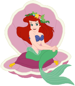 De kleine zeemeermin Disney plaatjes Ariel Zittend In Schelp