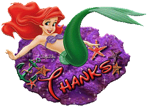 De kleine zeemeermin Disney plaatjes Ariel Liggend Thanks Glitter