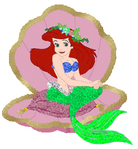 De kleine zeemeermin Disney plaatjes Ariel Glitter In Schelp