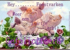 Gefeliciteerd Facebook plaatjes Feestvarken