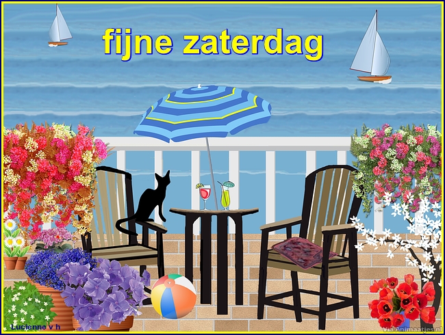 Zaterdag Facebook plaatjes Fijne Zaterdag Kat Op Balkon