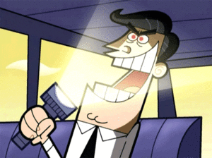 Films en series Series The fairly oddparents Pap Met Kwaadaardige Lach Terwijl Hij Zaklamp Vast Houdt