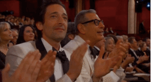 Adrien Brody GIF. Wow Gifs Filmsterren Adrien brody Jeff goldblum Wenk Oscars 2015 