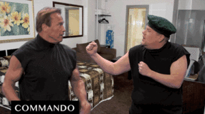 Arnold Schwarzenegger GIF. Gifs Filmsterren Arnold schwarzenegger Verrassing Schok Conan the barbarian Bruingeel 