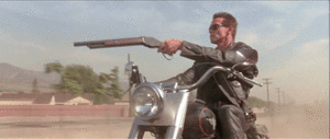 Arnold Schwarzenegger GIF. Bioscoop Geweer Terminator Gifs Filmsterren Arnold schwarzenegger Motorfiets Terminator 2 