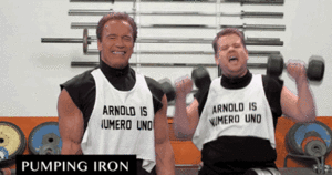 Arnold Schwarzenegger GIF. Bioscoop Gifs Filmsterren Arnold schwarzenegger Het winkelen Jingle helemaal 