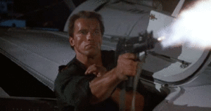 Arnold Schwarzenegger GIF. Geweer Gifs Filmsterren Arnold schwarzenegger 1985 Het schieten Commando 