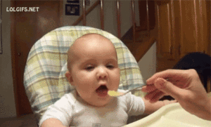 Baby GIF. Huilen Baby Voedsel Gifs Verdrietig Het eten Ew Walging 