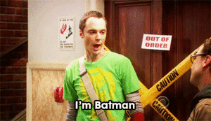 Big Bang Theory GIF. Films en series Tv Gifs Big bang theory Sheldon cooper Im batman 