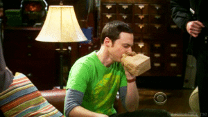 Big Bang Theory GIF. Grappig Films en series Tv Gifs Big bang theory Acteurs Paniek Sheldon 