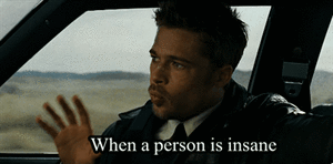 Brad Pitt GIF. Geestelijk Brad pitt Gifs Filmsterren Gek Psychopaat 12 apen Rustig aan Twaalf apen Psychiatrische i 