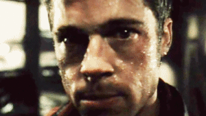 Brad Pitt GIF. Bioscoop Film Films en series Brad pitt Gifs Fight club Filmsterren Ernstig Sla David fincher Tyler durden Cultfilm 