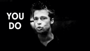 Brad Pitt GIF. Bioscoop Films en series Brad pitt Gifs Fight club Filmsterren Tyler durden Helena bonham carter Edward norton Marla 