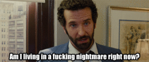 Bradley Cooper GIF. Dromen Nachtmerrie Verward Film Gifs Filmsterren Bradley cooper Ben je gek American hustle 