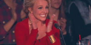 Britney Spears GIF. Applaus Artiesten Britney spears Rood Gifs Opgewonden Gelukkig Glimlachen Klappen Opwindend 