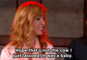 Baby GIF. Dieren Actrice Koe Baby Tv Gifs Hbo Terugkeer Mickey Waarnemend Improv Lassoed 
