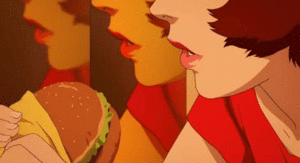Hamburger GIF. Anime Eten en drinken Gifs Hamburger Mond Foodporn Open mond 