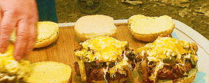 Hamburger GIF. Eten en drinken Gifs Hamburger Cheeseburger Food porn Cheese burger 