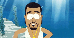 Kanye West GIF. Artiesten South park Gifs Kanye west Gay vis Vissticks 