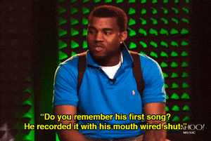 Kanye West GIF. Artiesten Gifs Kanye west Ophalen Schouderophalend Idk Kanye schouderophalen 